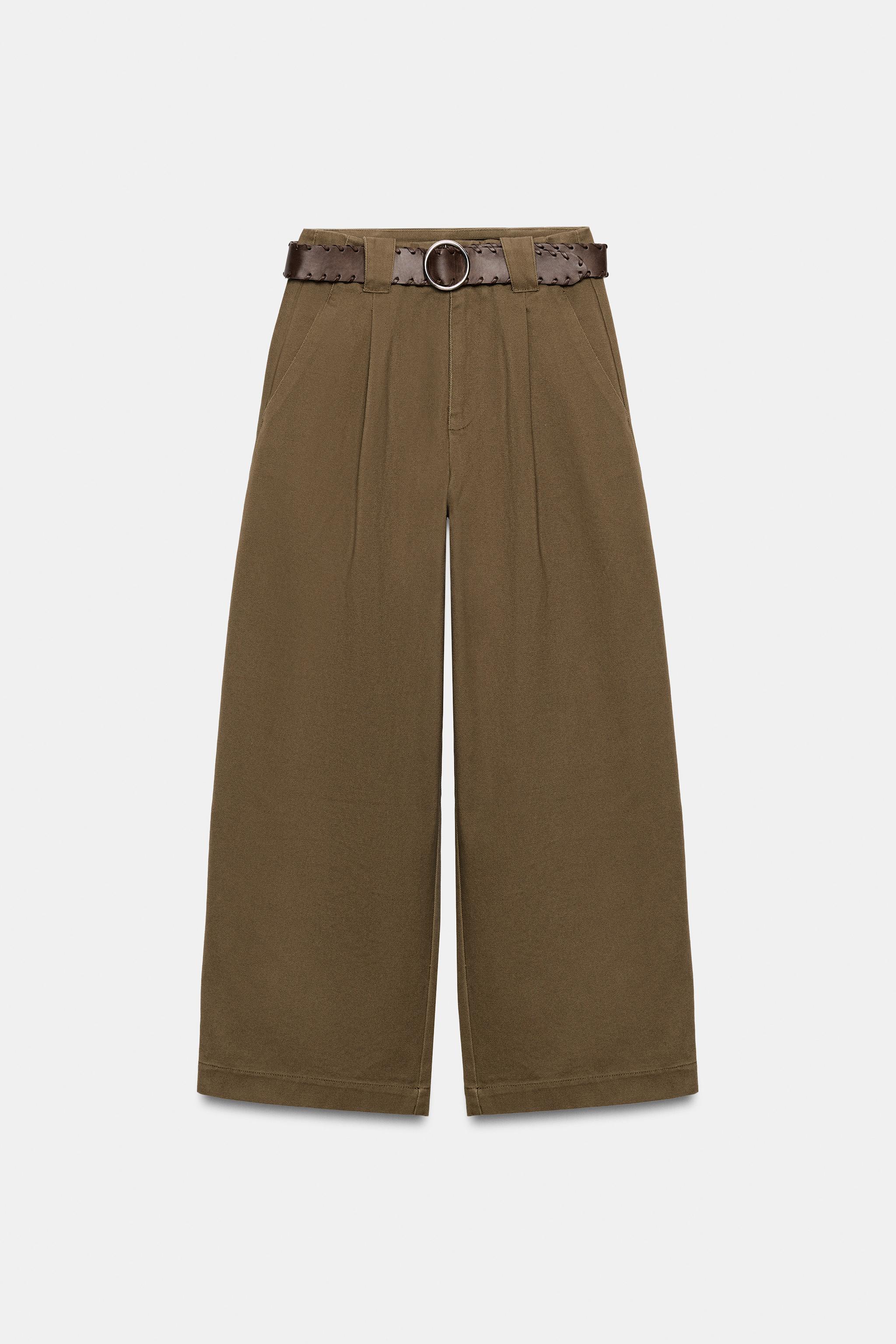 Zara Kemerli Pensli Geniş Paça Pantolon görsel 8