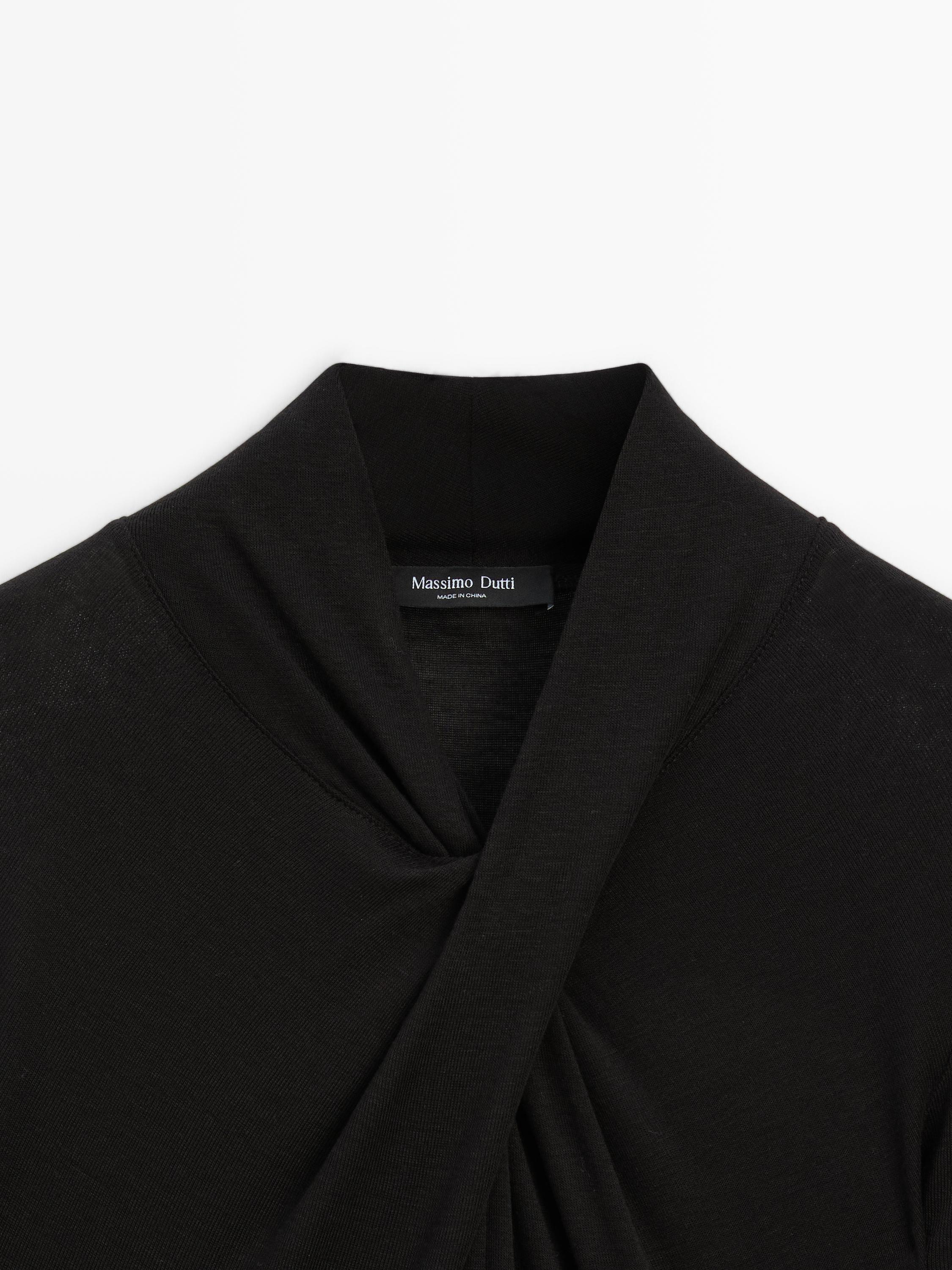 Lyocell and wool crossover top