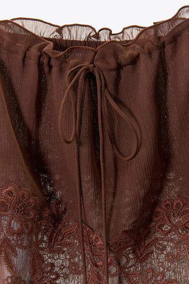 TOP À BRETELLES EN DENTELLE - Marron de Zara - Image 5