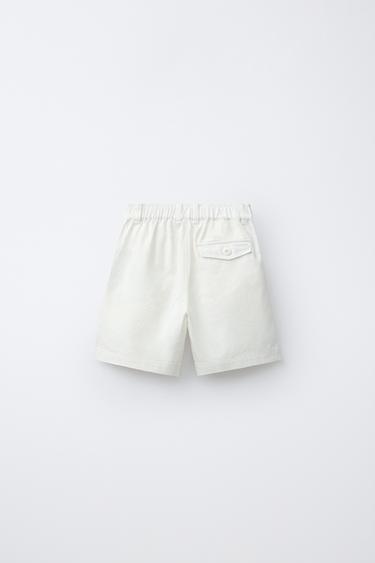 COTTON AND LINEN BERMUDA SHORTS - Ecru by Zara - Image 1