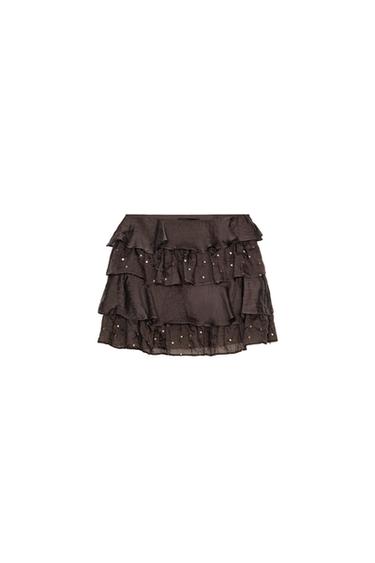 MINI SKIRT WITH RUFFLES AND SEQUINS