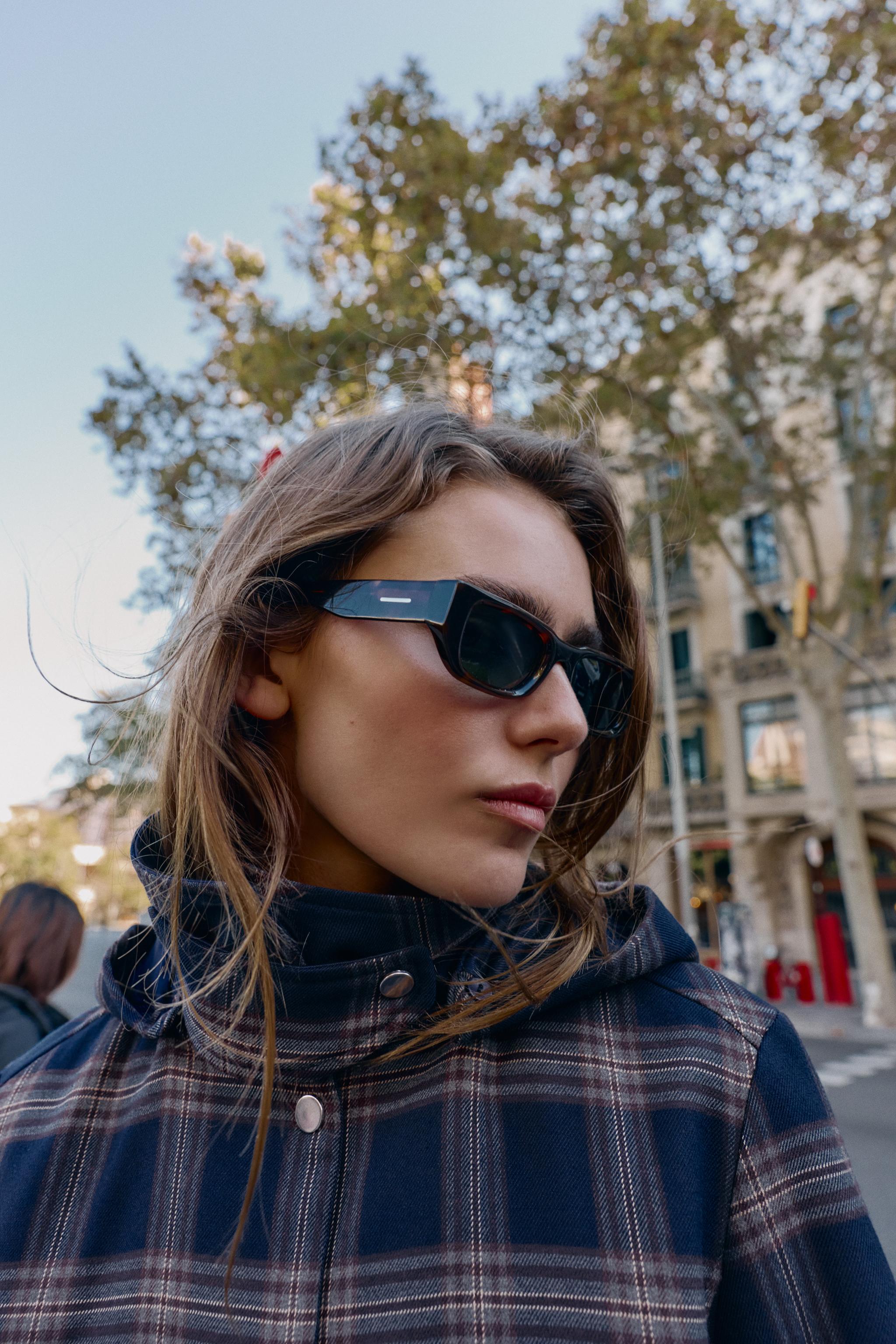 チェック柄フーデッドパフジャケット - レッド／紺 | ZARA Japan / 日本