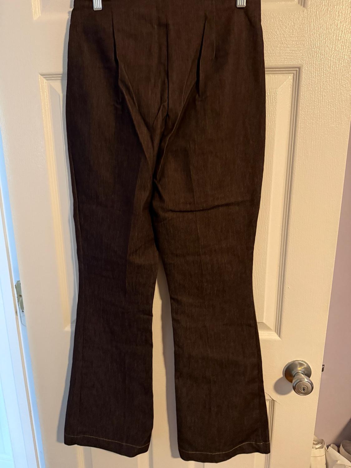 CONTRAST STITCH SEAM FLARE PANTS - Image 7