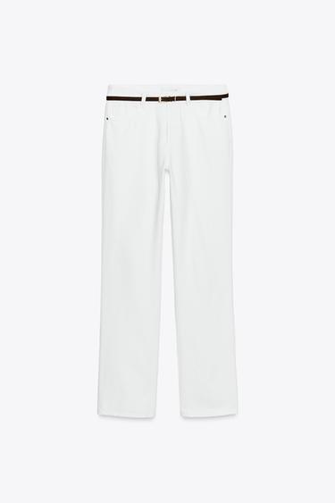 JEANS Z1975 90'S STRAIGHT TIRO ALTO CINTURÓN - Blanco de Zara