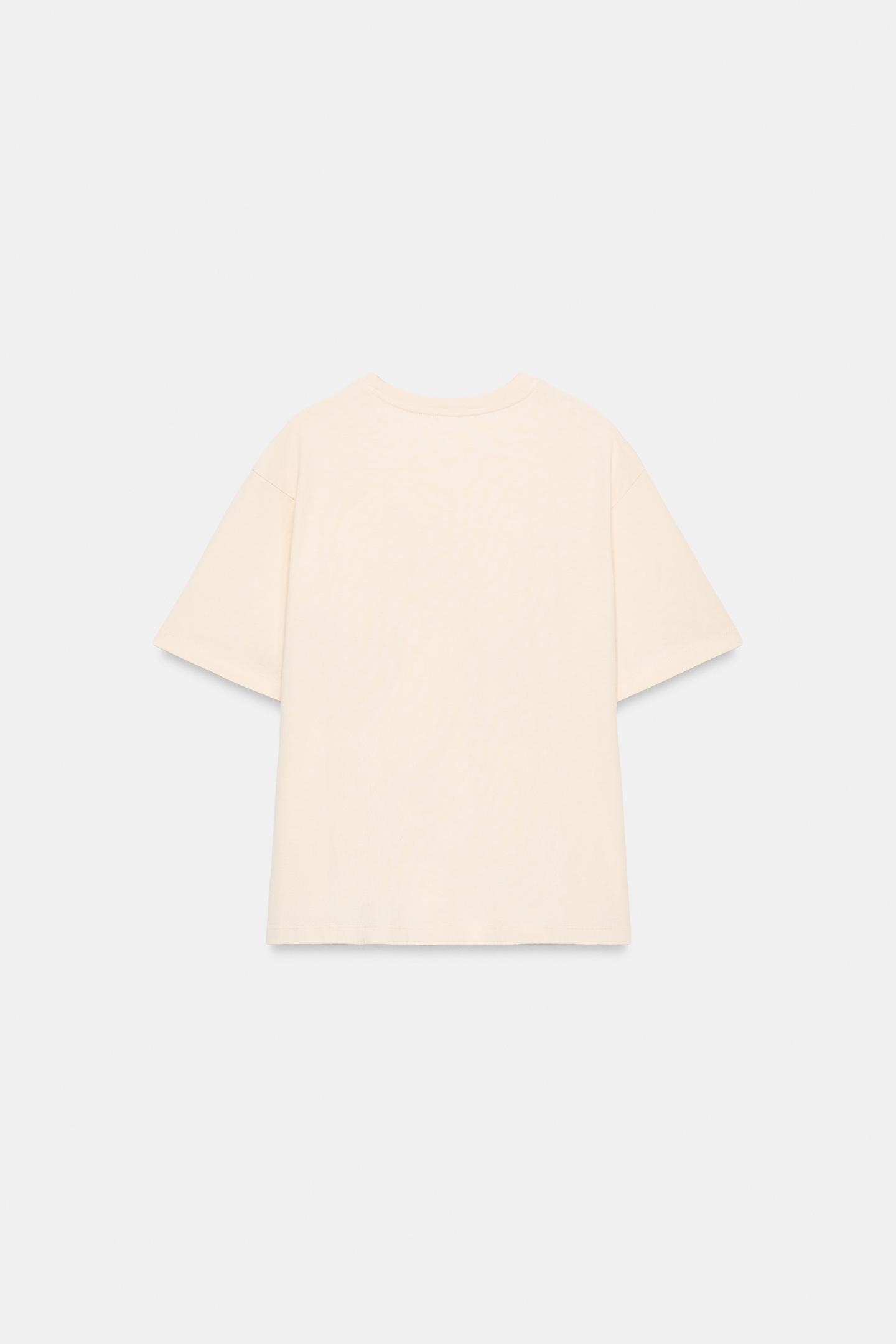 Женская футболка Zara Text Short-Sleeve T-SHIRT, цвет: Экрю — фото 4