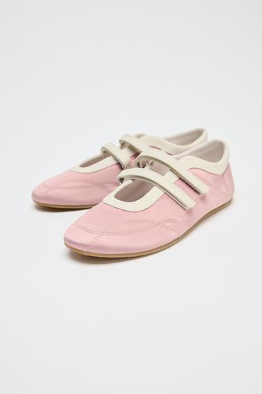 SATIN EFFECT TOPSTITCHED BALLERINAS - Pink by Zara - Image 3