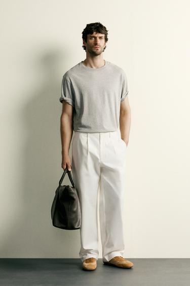 STRAIGHT-FIT-HOSE MIT ZIERFALTEN - Cremefarben von Zara