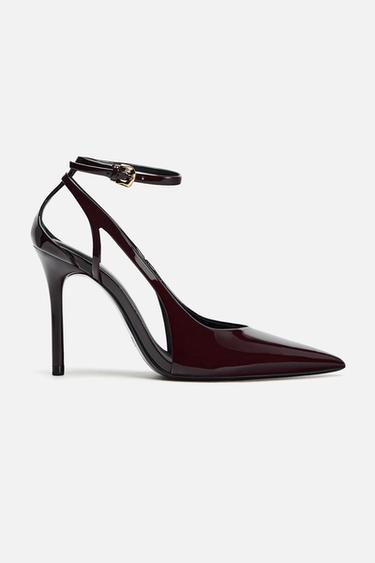 ZAPATO TACÓN EFECTO ACHAROLADO - Rojo Burdeos de Zara