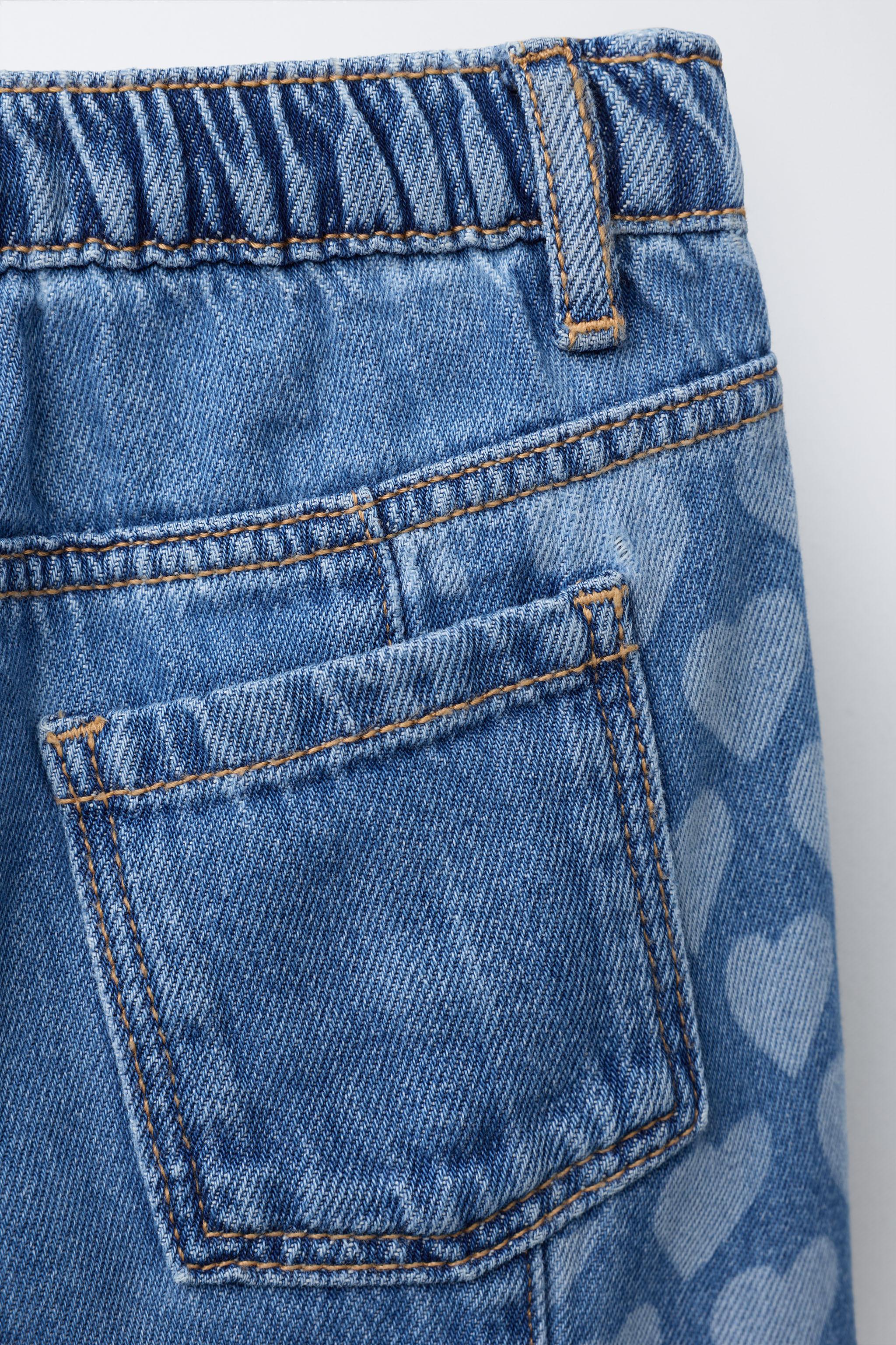HEART PRINT STRAIGHT LEG JEANS