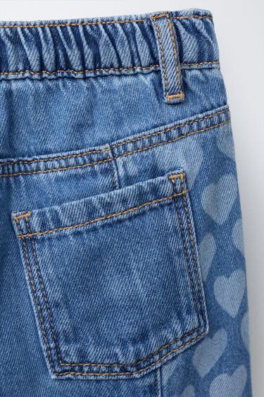 STRAIGHT JEANS WITH HEART PRINT - Blue by Zara - Image 3