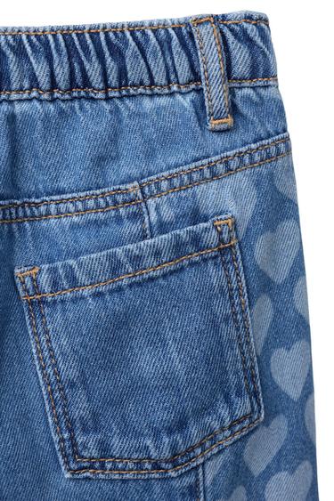 JEANS STRAIGHT ESTAMPADO CORAZONES - Azul de Zara