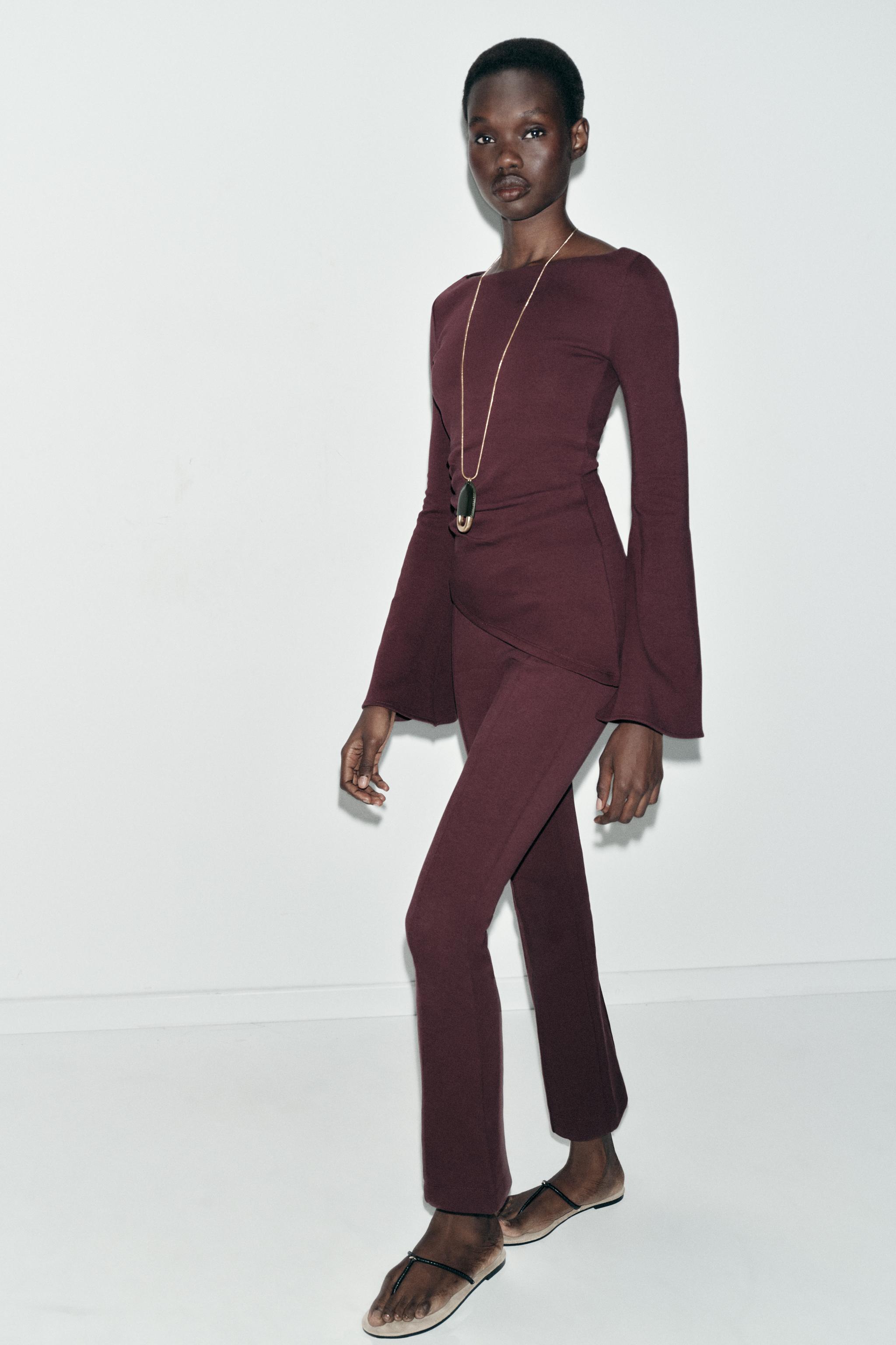 インターロックロングスリーブトップス - ワイン | ZARA Japan / 日本