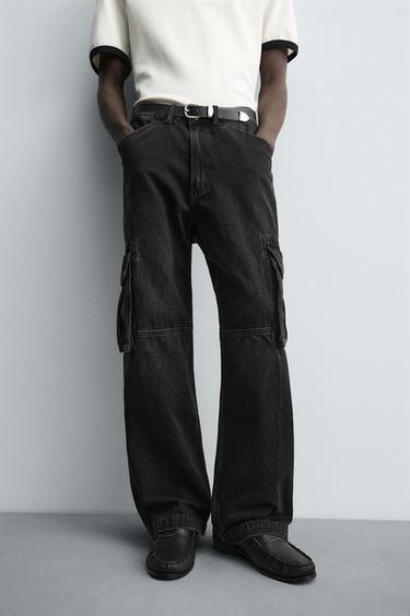CARGO STRAIGHT FIT ФАРМЕРКИ - Црна од Zara