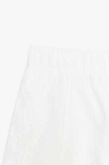EMBROIDERED FLORAL PYJAMA SHORTS - Oyster-white by Zara - Image 4