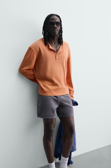 T-SHIRT RELAXED FIT COL TUNISIEN - Orange de Zara - Image 5