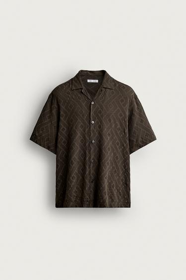 GEOMETRIC JACQUARD SHIRT - Brown by Zara