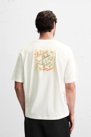 PLAYERA BORDADO COMBINADO - Blanco roto de Zara