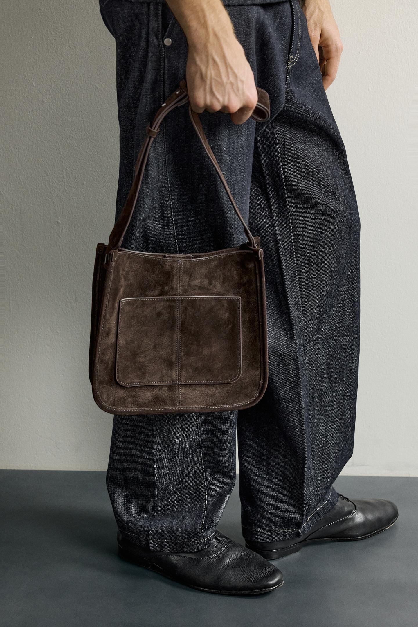 Мужская сумка Zara Leather Crossbody, цвет: Коричневый — фото 2