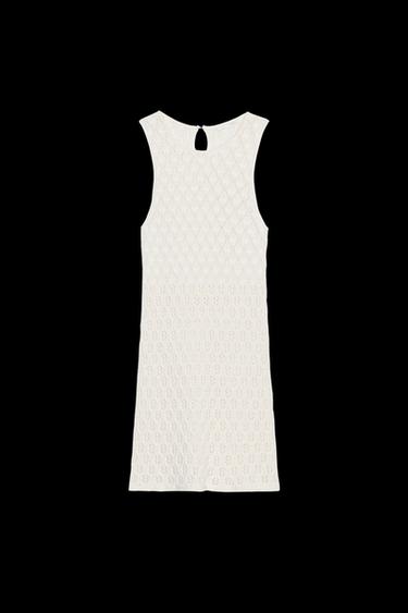 Zara CUTWORK HALTER SHORT DRESS - Ecru - Image 0