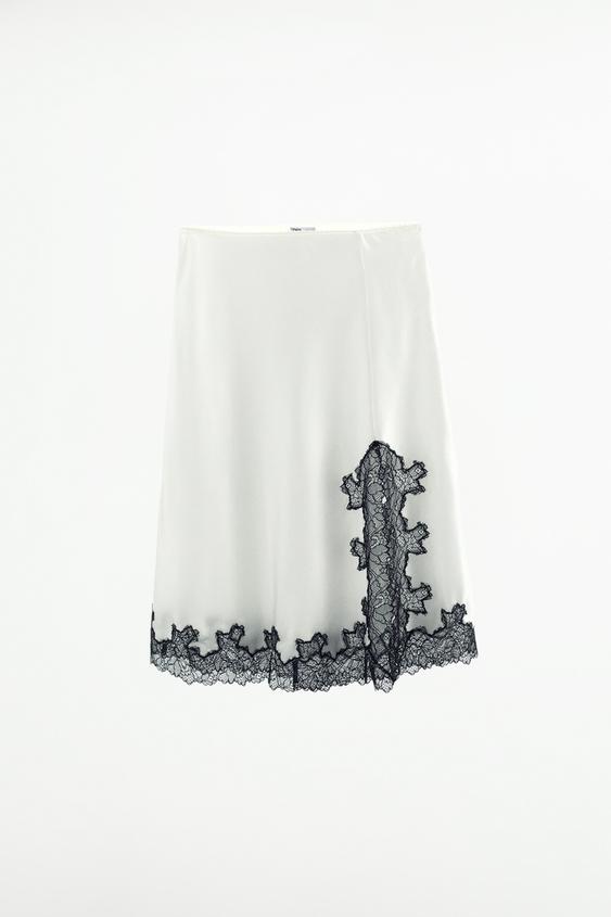 LEATHER LACE DRESS - Oyster-white