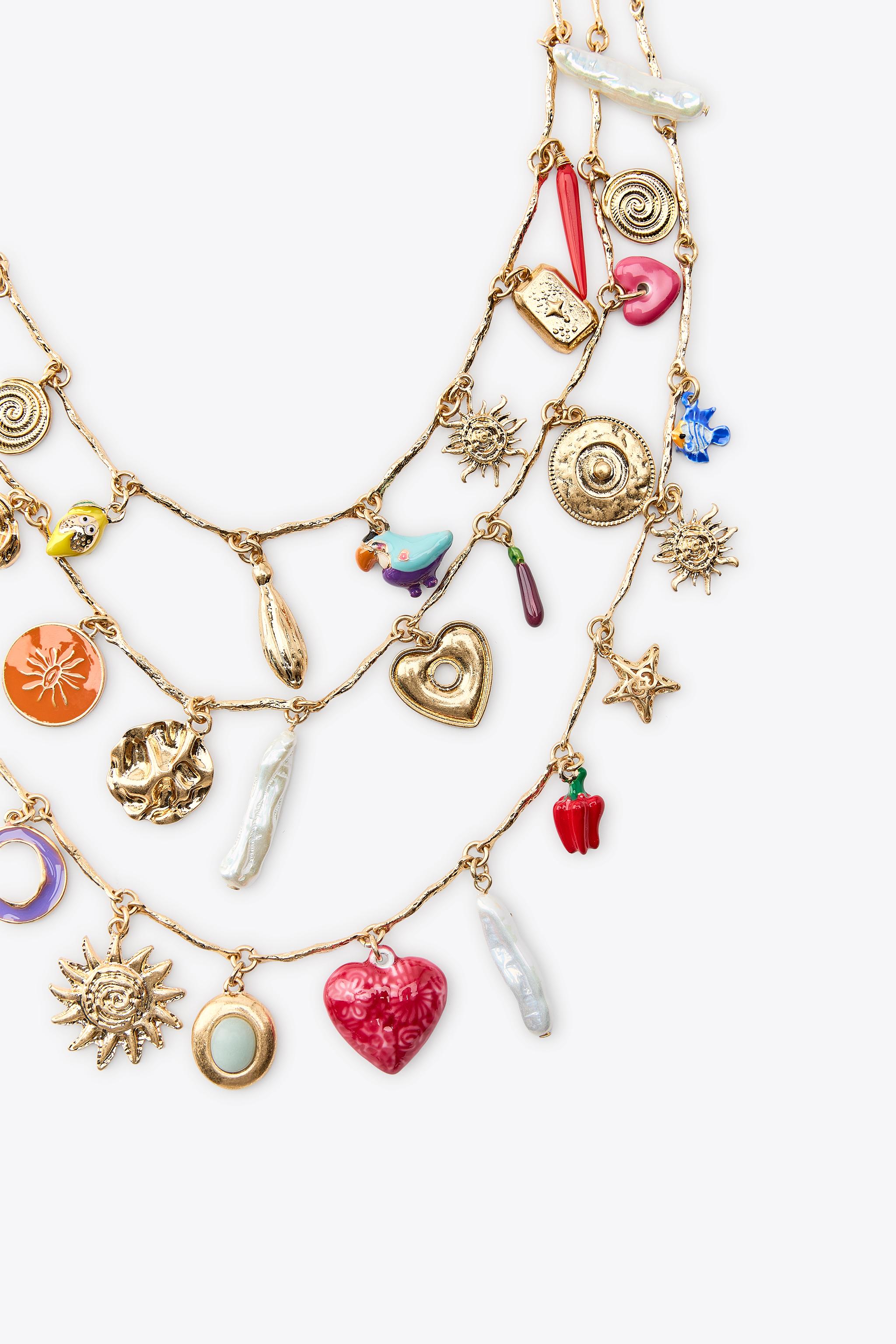 3-PACK OF CHARM NECKLACES - Golden | ZARA United States