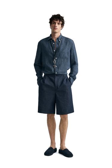 CAMISA 100% LINHO - Azul-médio da Zara - Imagem 0