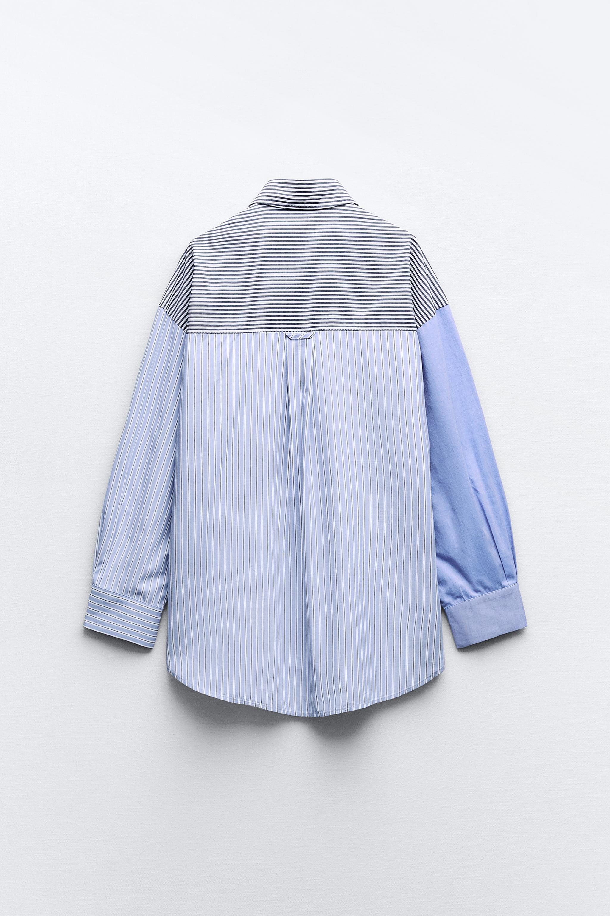 CONTRASTING STRIPED POPLIN SHIRT