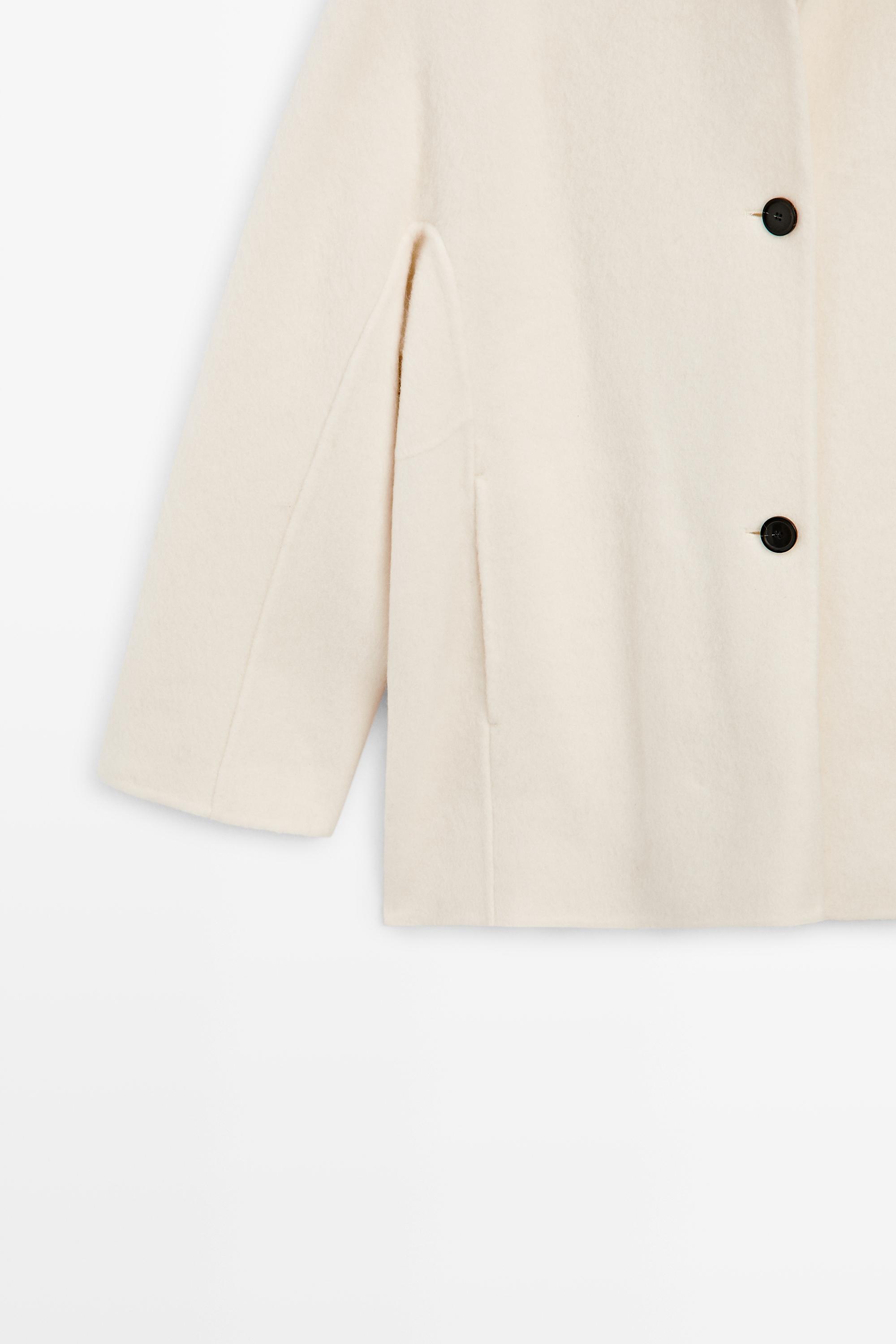 Manteau mi-long boutonné en laine mélangée