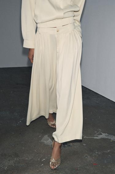 بنطلون بثنيات ZW COLLECTION - خَام by Zara