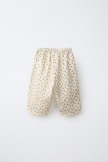 FLORAL BAGGY PANTS — Ecru 2