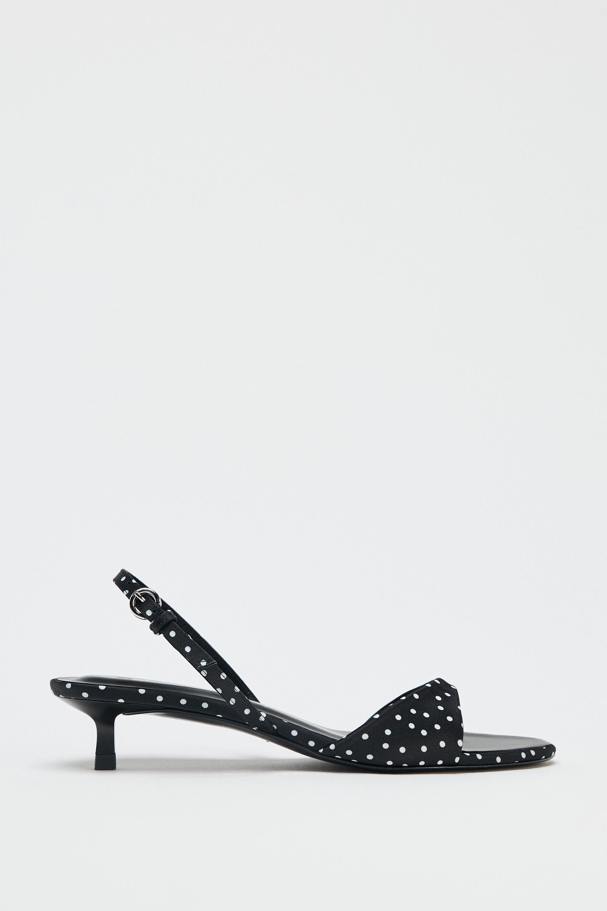 ZARA ハイヒール サンダル ドット 水玉 ブラック ホワイト