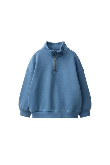 SUDADERA CUELLO SUBIDO - Azul pato de Zara