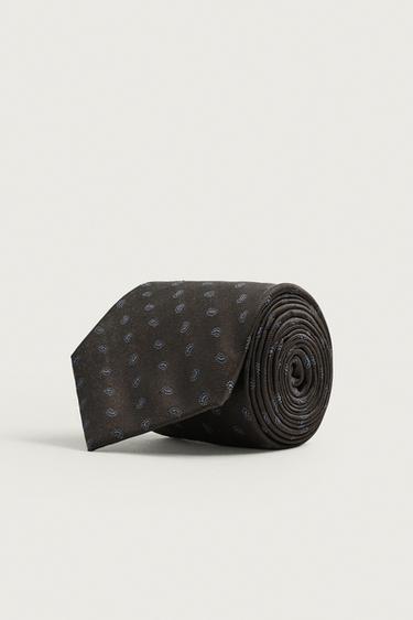 Zara 100% SILK PAISLEY JACQUARD TIE - Brown