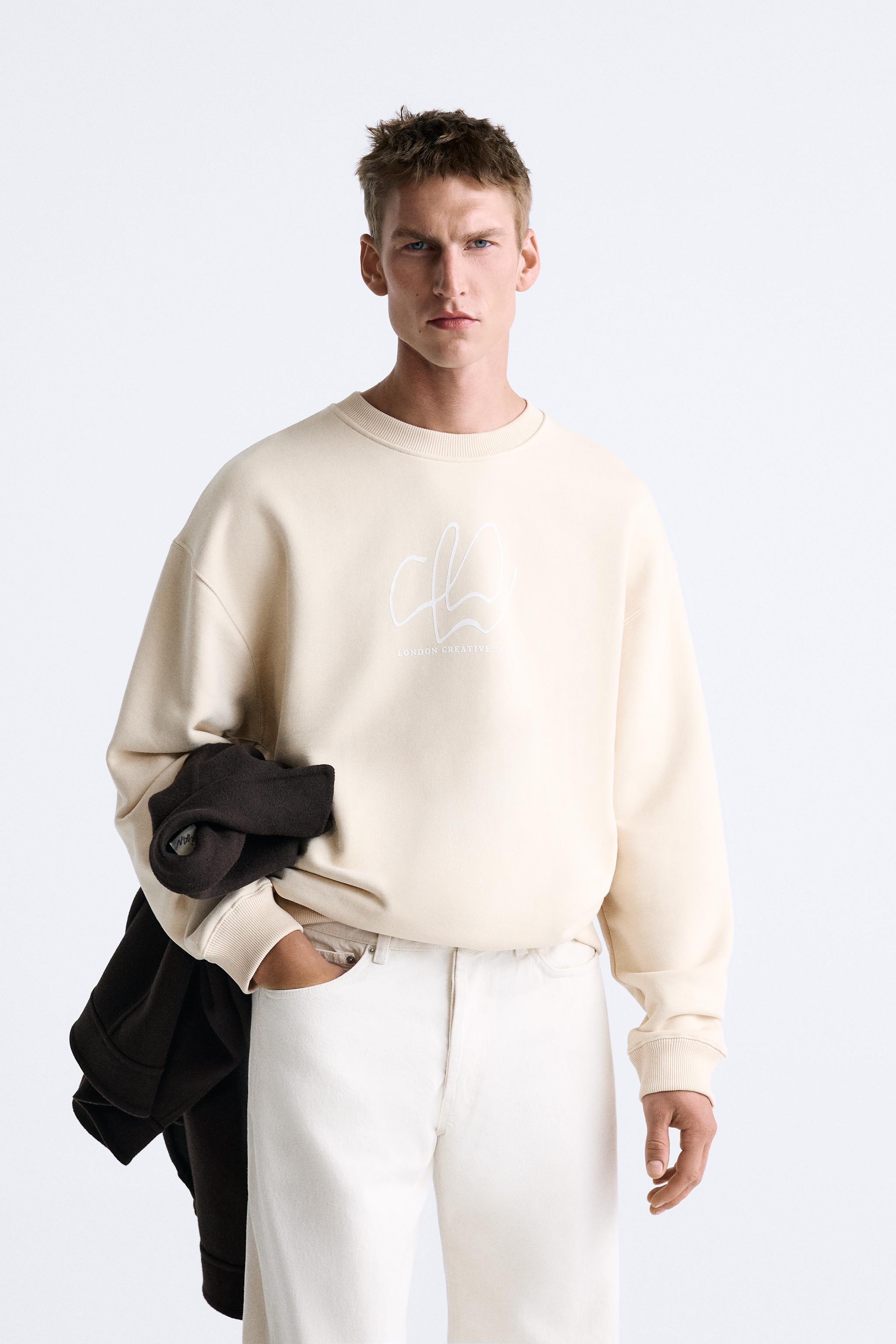 TEXTURED SWEATSHIRT - Oyster-white