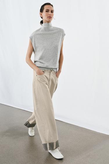 Zara BOW KNIT VEST - Light gray