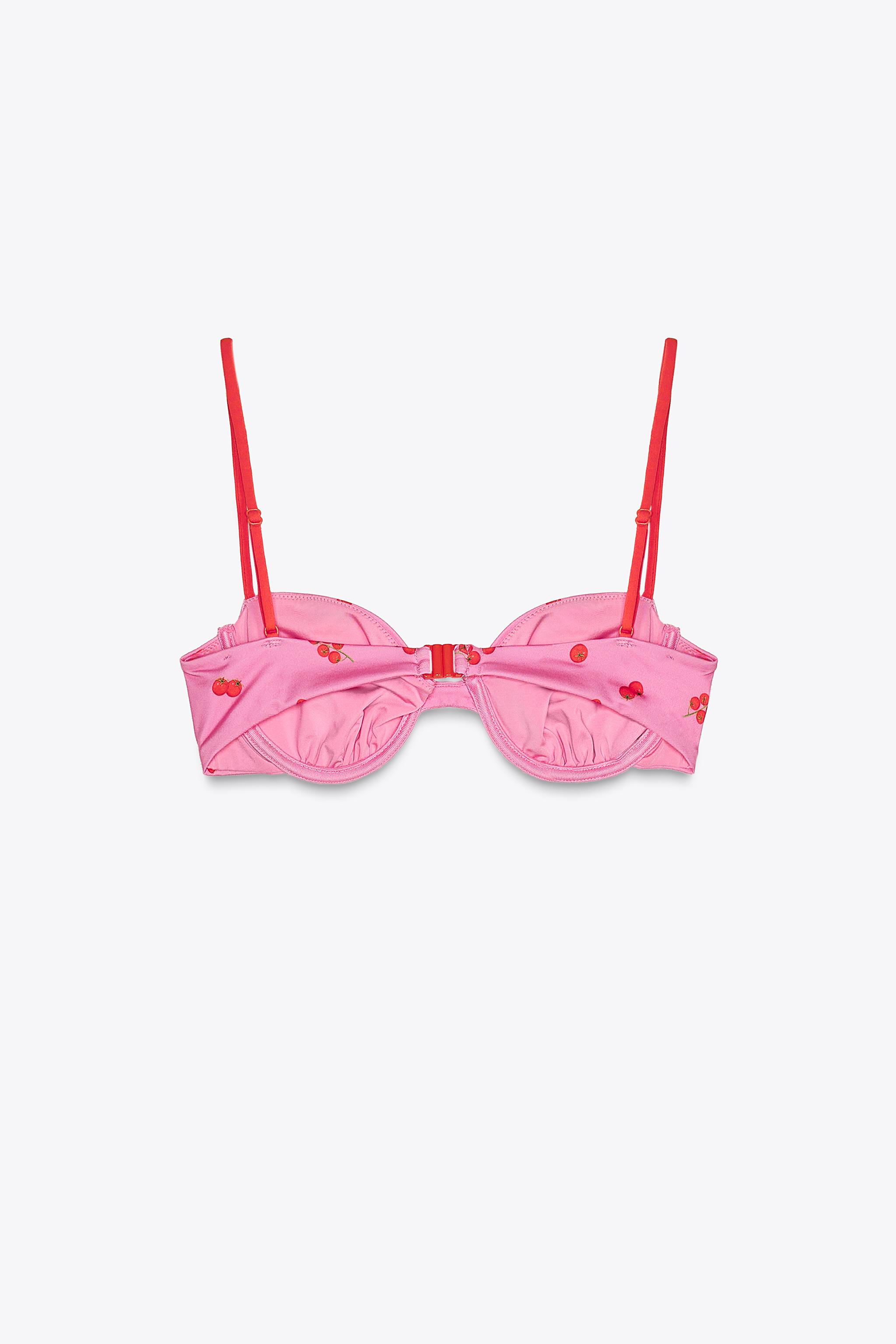 TOMATO PRINT UNDERWIRE BIKINI TOP - Fuchsia | ZARA United States