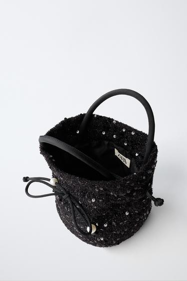 SEQUIN CROSSBODY BAG WITH BOW - Black by Zara