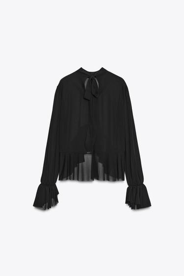 FLOWING RUFFLED TOP - Black by Zara - Image 10