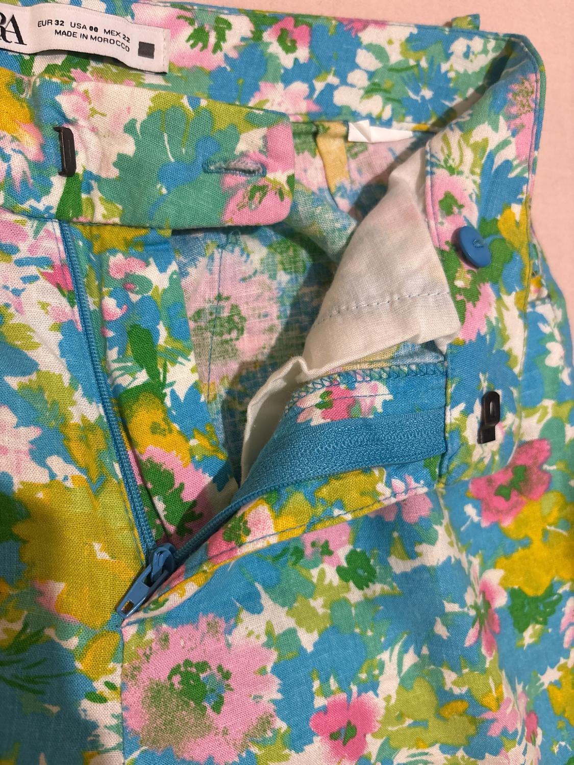 PRINTED LINEN-BLEND MINI FLARE TROUSERS - Image 3
