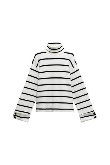 BUTTONED STRIPED SWEATER