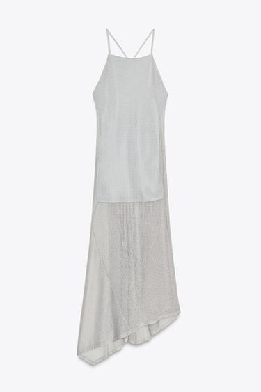 METALLIC THREAD MIDI DRESS - Silver by Zara - Image 7