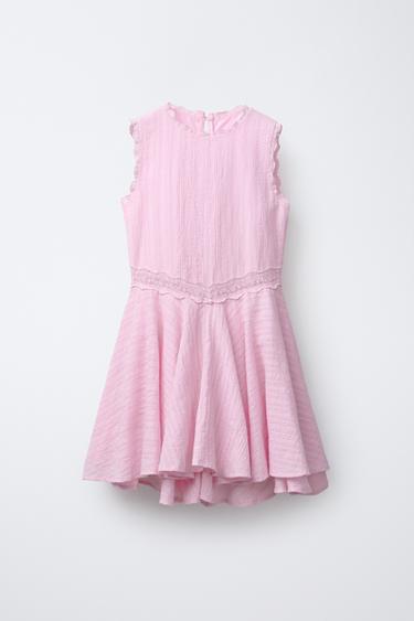 EMBROIDERED DRESS WITH RUFFLES - Pink by Zara