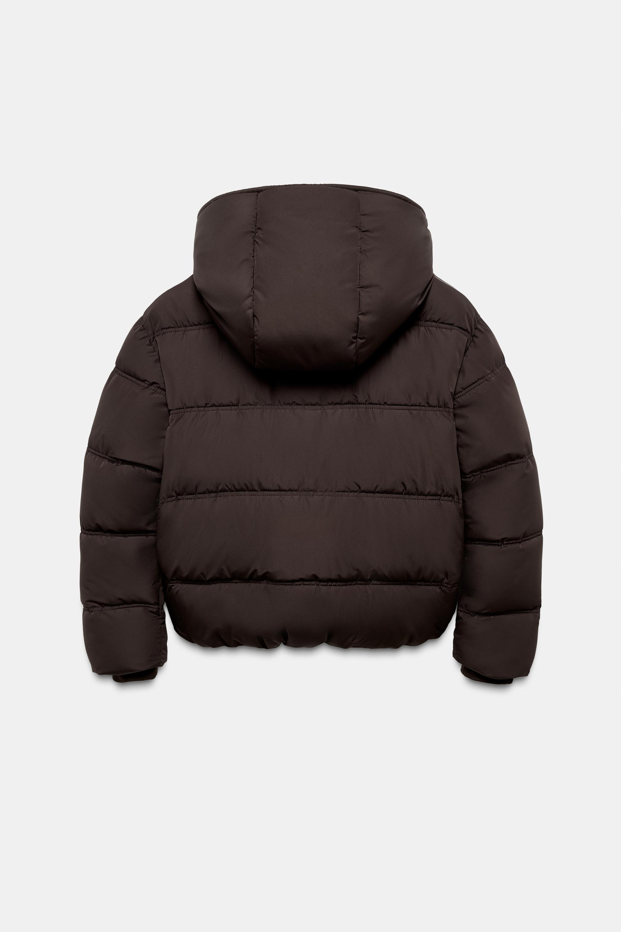 WATER REPELLENT WINDPROOF SHORT PUFFER ANORAK - Brown | ZARA