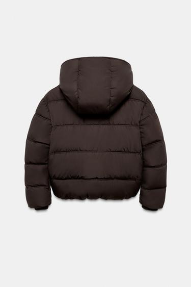 SHORT WATER-REPELLENT WINDPROOF PUFFER ANORAK - Brown by Zara - Image 7