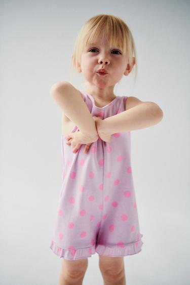 PRINTED JUMPSUIT WITH RUFFLES - Mauve by Zara