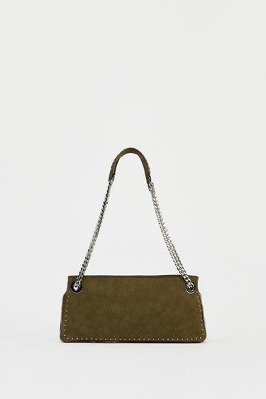 STUDDED ELONGATED BAG - Taupe Grey by Zara