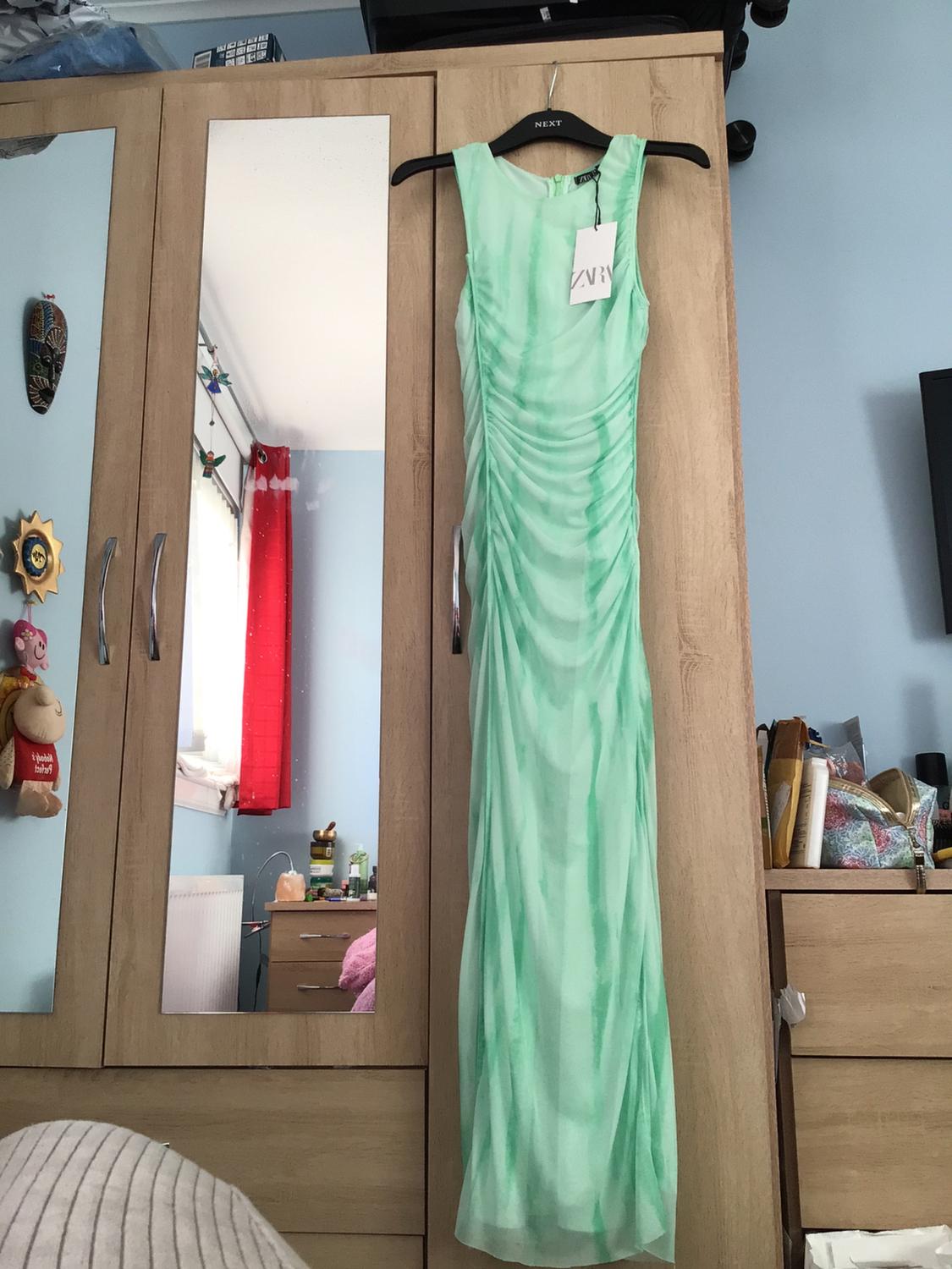 PRINTED TULLE MIDI DRESS