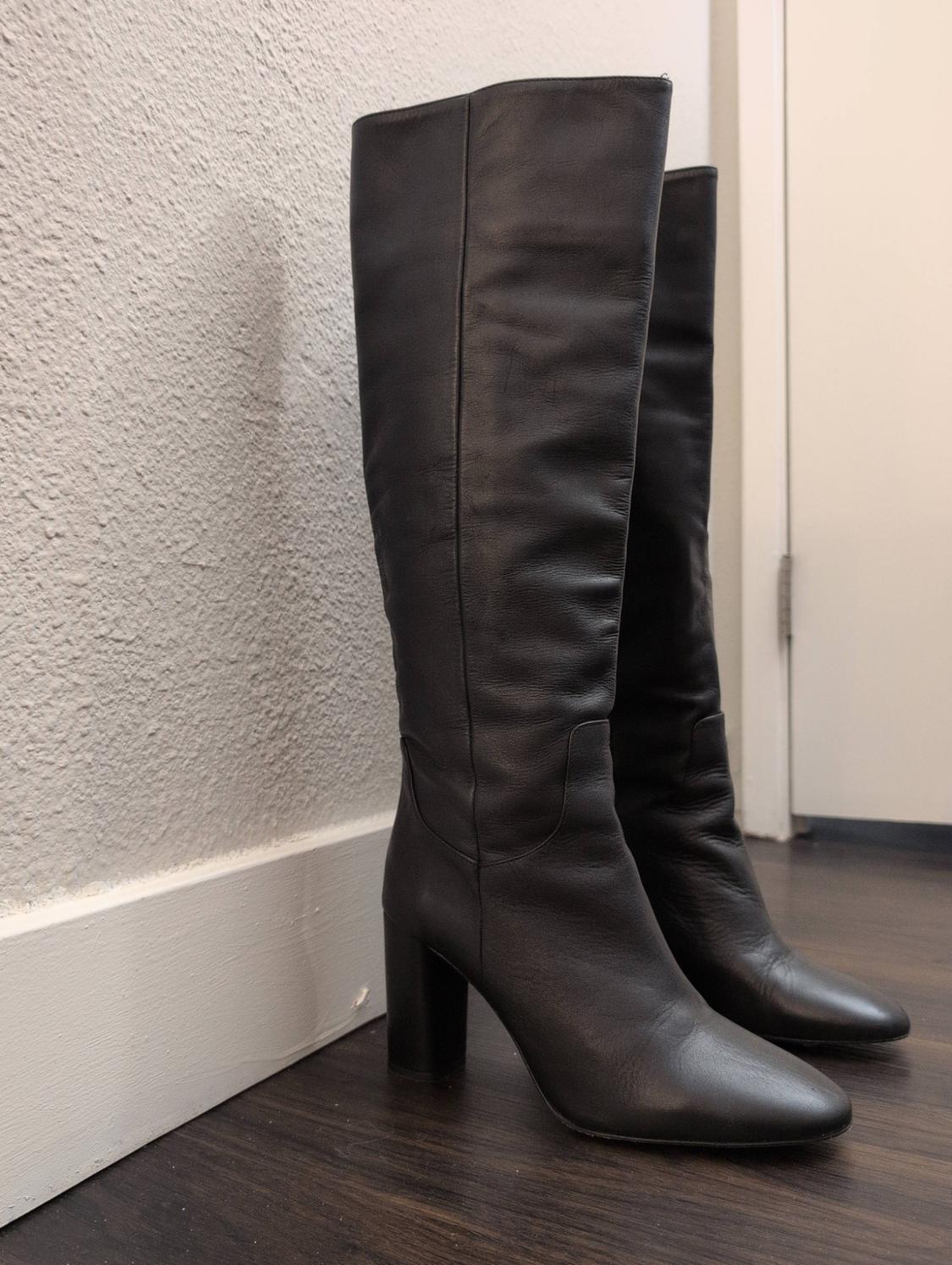 HEELED LEATHER KNEE HIGH BOOTS - Image 2