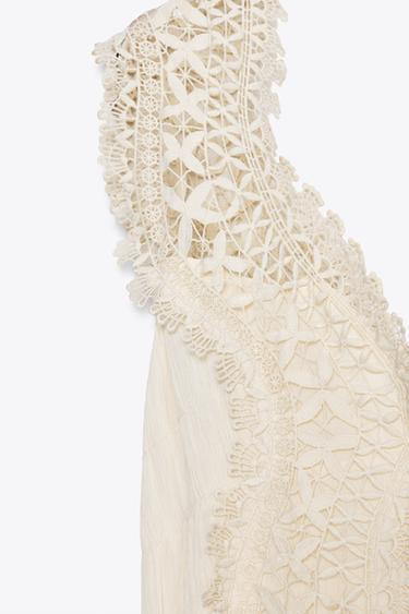 ROBE LINGERIE COMBINÉE DENTELLE - Écru de Zara - Image 7