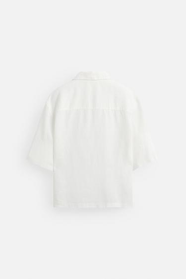 100% LINEN KIMONO SHIRT - White by Zara - Image 6